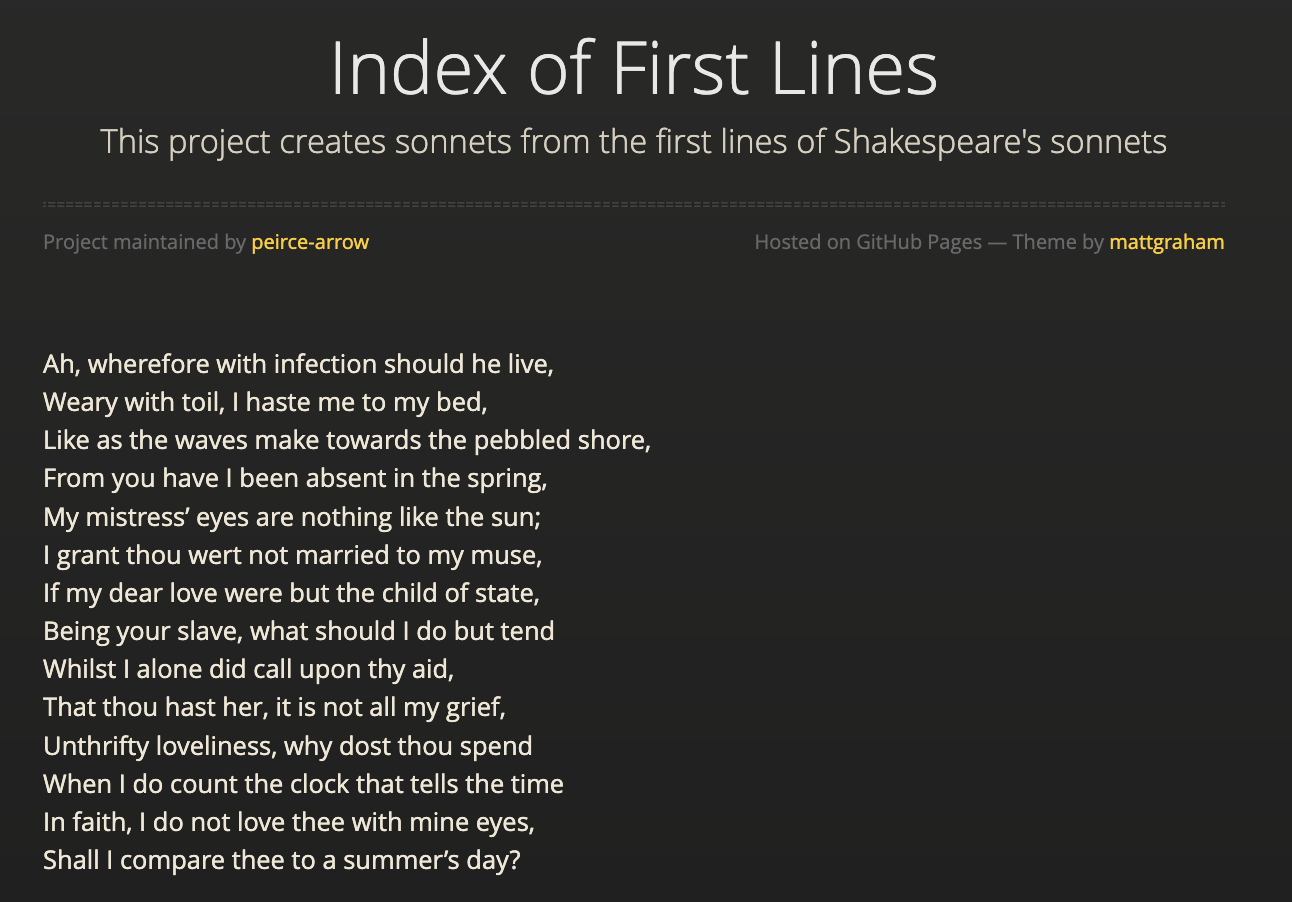 Index of First Lines